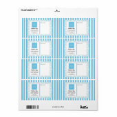 Lichtblauwe strepen & krullend Lijst & Logo Etiket (Full Sheet)