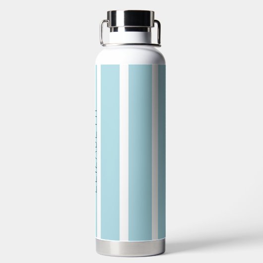 Lichtblauwe strepen met naam waterfles (Achterkant)