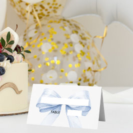 Lichtblauwe strik plaatskaarten elegant gevouwen plaatskaartje