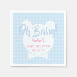 Lichtblauwe strikdas beer baby shower papieren ser servet