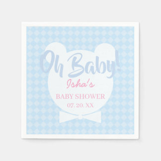 Lichtblauwe strikdas beer baby shower papieren ser servet