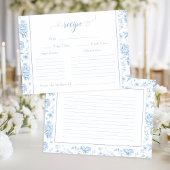 Lichtblauwe toile bloem bruiloft recept kaart