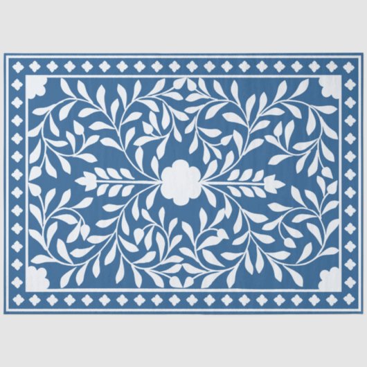 Lichtblauwe traditionele beeninleg decoupage tissuepapier (Voorkant)