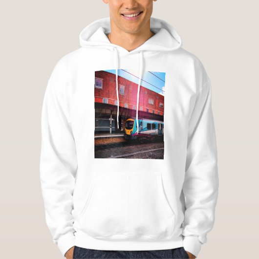 Lichtblauwe trein hoodie (Voorkant)