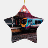 Lichtblauwe trein keramisch ornament (Achterkant)