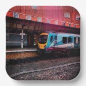 Lichtblauwe trein papieren bordje (Voorkant)