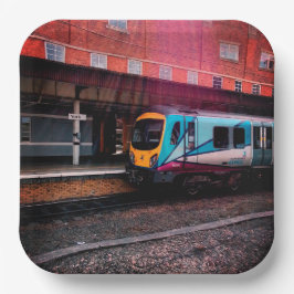 Lichtblauwe trein papieren bordje