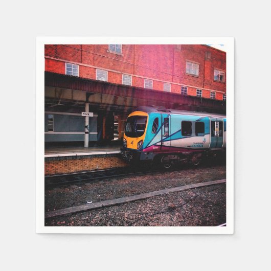 Lichtblauwe trein servet (Voorkant)