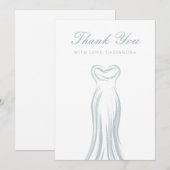 Lichtblauwe trouwjurk Dank u kaart (Voorkant / Achterkant)