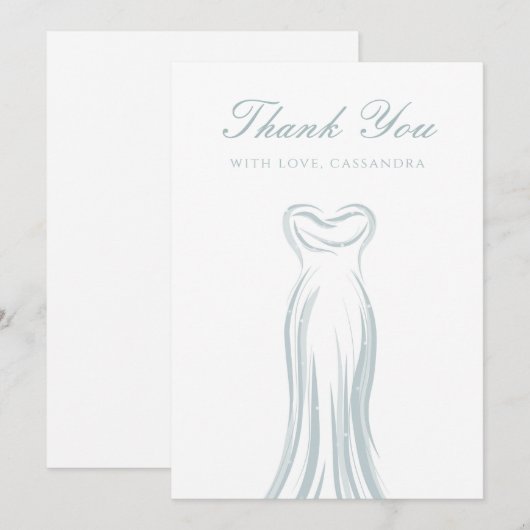 Lichtblauwe trouwjurk Dank u kaart (Voorkant / Achterkant)
