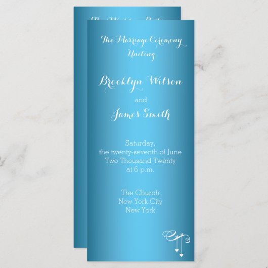 Lichtblauwe Trouwprogramma's Rack Kaarten Hartjes (Voorkant / Achterkant)