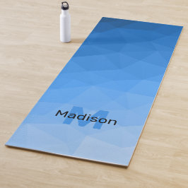 Lichtblauwe verloop geometrie mesh patroon Monogra Yogamat