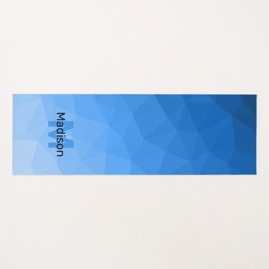 Lichtblauwe verloopgeometrie netpatter Monogram Yogamat (Voorkant (horizontaal))