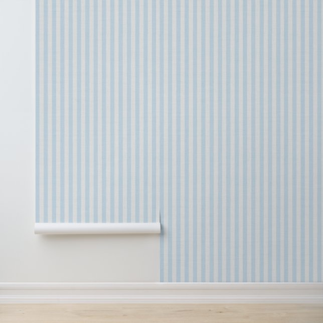 Lichtblauwe Verticale Strepen Linnen Uitzicht Kust Behang (Applicatie)