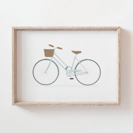Lichtblauwe Vintage-fiets Poster