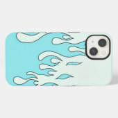 Lichtblauwe vlam iPhone hoesje (Achterkant horizontaal)
