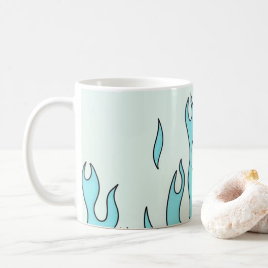 Lichtblauwe vlam koffiemok (Met donut)