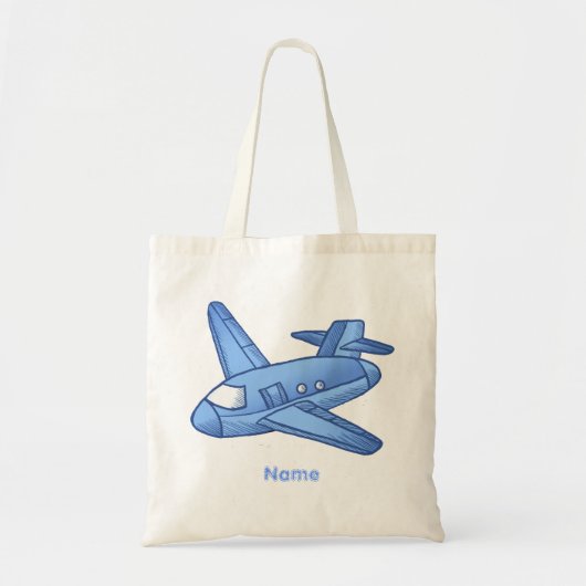 Lichtblauwe vliegtuigtas tote bag (Voorkant)