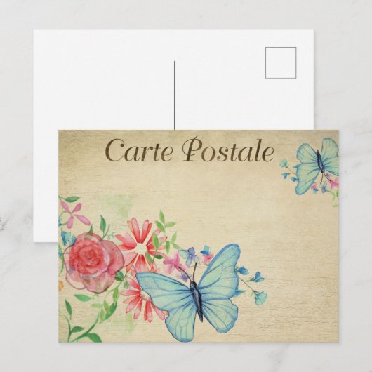 Lichtblauwe vlinders briefkaart (Voorkant / Achterkant)