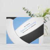 lichtblauwe volleybalmeisje kaart (Staand voorkant)