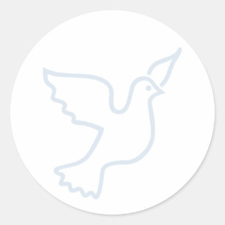 Lichtblauwe vredesduif ronde sticker