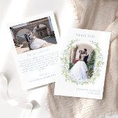 Lichtblauwe waterverf bloem bruiloft Foto Bedankkaart