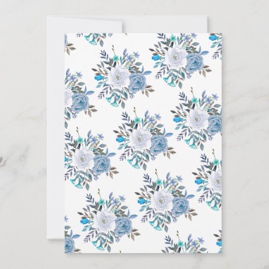 Lichtblauwe Waterverf Bloemen Baby Brunch Kaart (Achterkant)