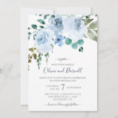 Lichtblauwe Waterverf Bloemenbruiloft I Kaart (Voorkant)