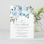 Lichtblauwe Waterverf Bloemenbruiloft I Kaart (Staand voorkant)