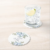 Lichtblauwe Waterverf Bloemenbruiloft Kartonnen Onderzetters (Insitu)