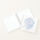 Lichtblauwe Waterverf Crest doop gastenboek Notitieboek (Binnen)