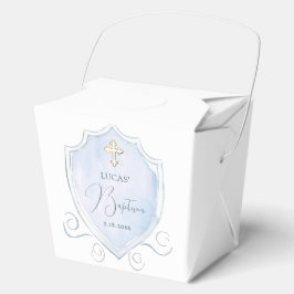 Lichtblauwe Waterverf Crest doop verwijderen Bedankdoosjes