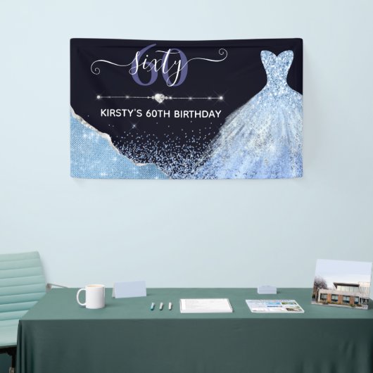 Lichtblauwe Waterverf Dress Birthday Spandoek (Beurs)