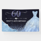 Lichtblauwe Waterverf Dress Birthday Spandoek (Horizontaal)