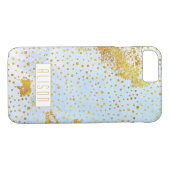 Lichtblauwe waterverf en gouden folie confetti Case-Mate iPhone case (Achterkant (Horizontaal))