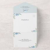 lichtblauwe waterverf florale bruiloft all in one uitnodiging (Buitenkant)
