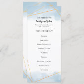 Lichtblauwe Waterverf Gouden Geometrische Lijn Bru Programmakaart (Voorkant / Achterkant)