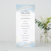 Lichtblauwe Waterverf Gouden Geometrische Lijn Bru Programmakaart (Staand voorkant)