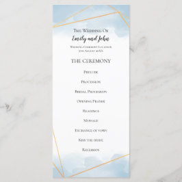 Lichtblauwe Waterverf Gouden Geometrische Lijn Bru Programmakaart