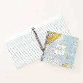 Lichtblauwe waterverf, gouden monogram notitieboek (Binnen)