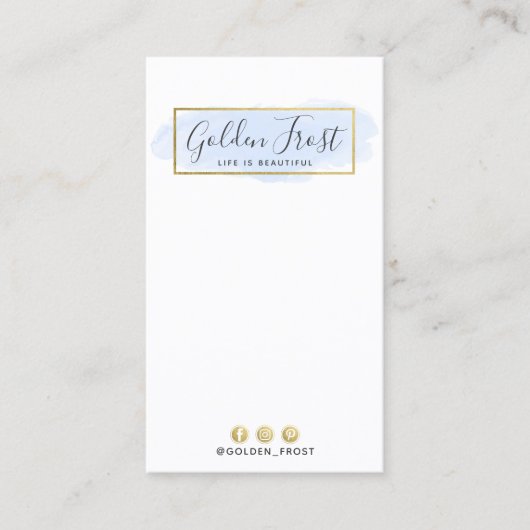 Lichtblauwe Waterverf gouden oorbel sieraden displ Visitekaartje (Voorkant)