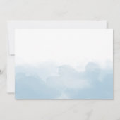 Lichtblauwe Waterverf Heart Swash Script Wedding Kaart (Achterkant)