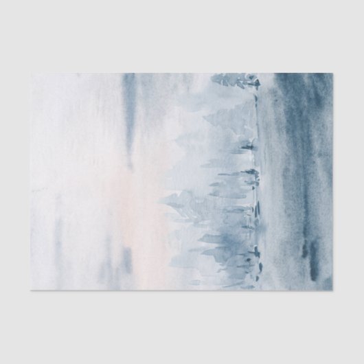 Lichtblauwe waterverf-landschapssneeuwwolken tissuepapier (Voorkant)