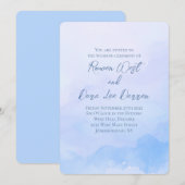 Lichtblauwe Waterverf Ombre Schilderij Huwelijk Kaart (Voorkant / Achterkant)