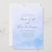 Lichtblauwe Waterverf Ombre Schilderij Huwelijk Kaart (Voorkant)