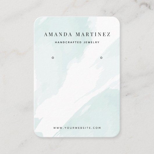 Lichtblauwe Waterverf Oorbel Visitekaartje (Voorkant)