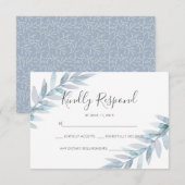 Lichtblauwe waterverf verlaat RSVP-kaarten RSVP Kaartje (Voorkant / Achterkant)