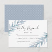 Lichtblauwe waterverf verlaat RSVP-kaarten RSVP Kaartje (Voorkant / Achterkant)