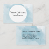 Lichtblauwe waterverf visitekaartje (Voorkant / Achterkant)