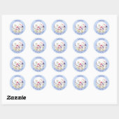 Lichtblauwe Waterverf wilde bloemen Dank u Ronde Sticker (Vel)